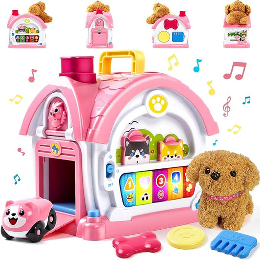 Marstone Toddler Toys for 1 Year Old Girl Gifts: Musical Bilingual Learning Toys for 1 2 3 Years Old Girls, Early Educational Baby Piano with Sound Light for 1st First Girl Boy Kids Birthday Gifts