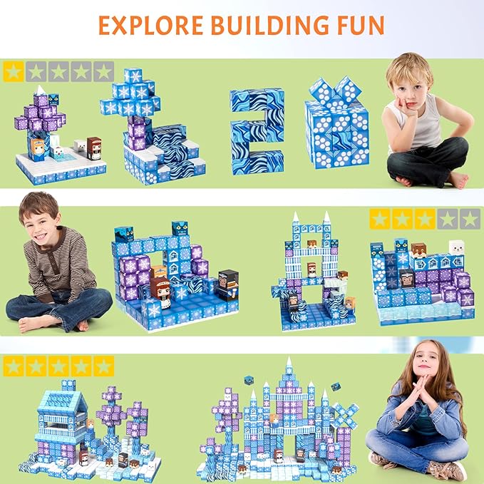 Vdealen 300 PCS Magnetic Blocks-Magnetic Building Blocks, Stacking Magnetic Cubes Toy for Kids, STEM Montessori Sensory Toys for Boys and Girls Age 3 4 5 6 7 8 9 10 11 12 Christmas Birthday Gift