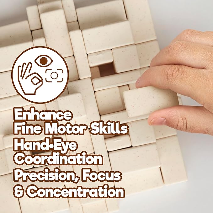 Taksa Toys Arch-Kid-Tech Ancient Mayan Pyramid Architecture STEM Building Blocks - 102-Piece Educational & Stackable Learning Set for Kids, Indoor Architectural Kit - Montessori Toys for 7+ Years Old