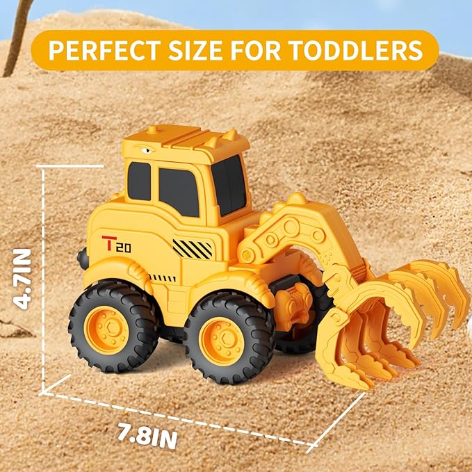 Construction Toys for 2 3 4 5 6 + Year Old Boys Kids Toddlers Girls, Sandbox Excavator Toy Trucks Construction Truck Toys Vehicles Bulldozer Road Roller Toy Christmas Birthday Gifts for Boys