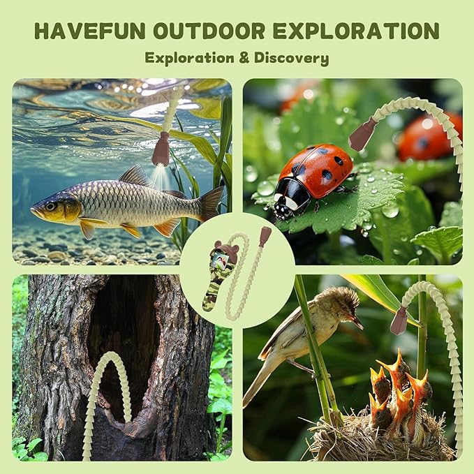 Borescope Camera Toy with Photo and Video, Snake Scope Kids Camera Microscope with Light for Outdoor Camping Nature Exploration, STEM Science Toy for Boys Girls 4 5 6 7 8 9 Christmas Birthday Present