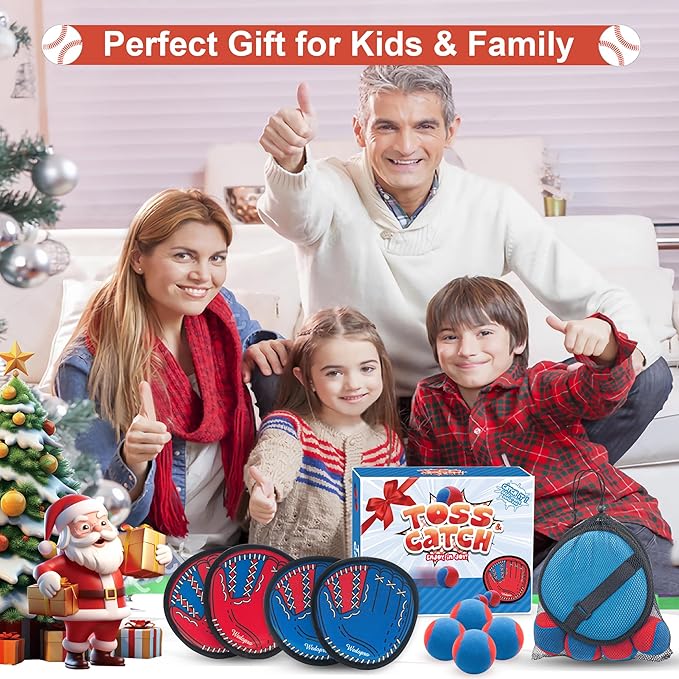 Toss and Catch Ball Game, Kids Toddler Baseball Glove & Catch Ball Toys, Kids Outdoor Games for Family, Toys for Beach Yard Outside, Birthday Christmas Gift for Ages 3 4 5 6 7 8-12 Year Old Boys Girl