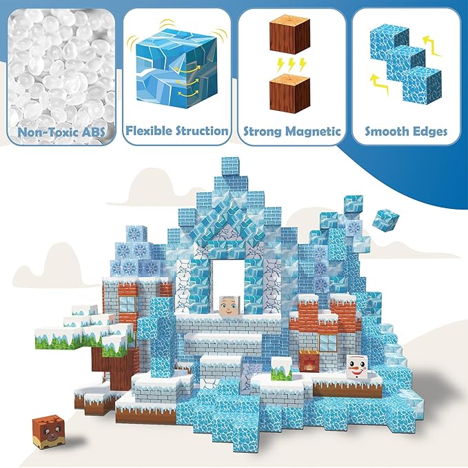 Magnetic Building Blocks Construction Set, Educational STEM Toy (Ice-Castle)