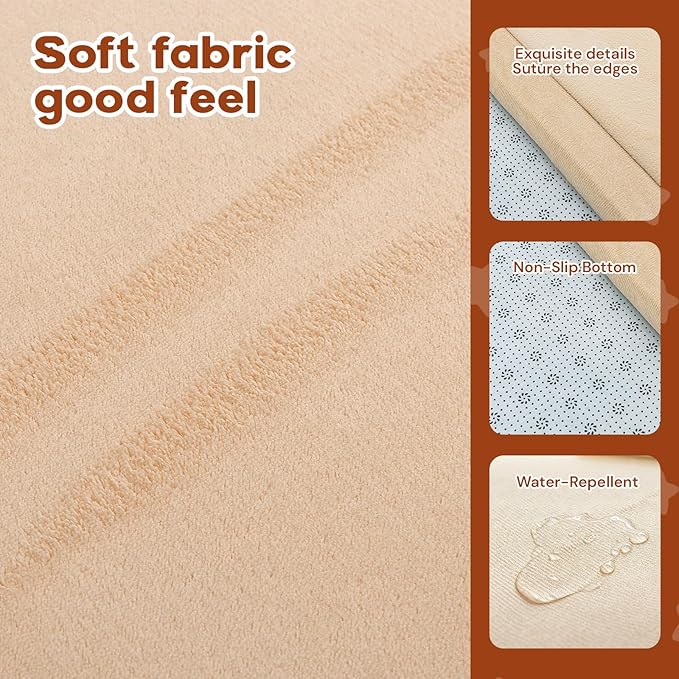 Baby Play Mat for Floor, 71'' x 59'' Thicken Foam Soft Padded Playmat for Tummy Time, Playpen Mat for Toddlers Infant Kids, Water-Repellent Coral Velvet, Non-Slip Bottom Safe for Crawling (Brown)