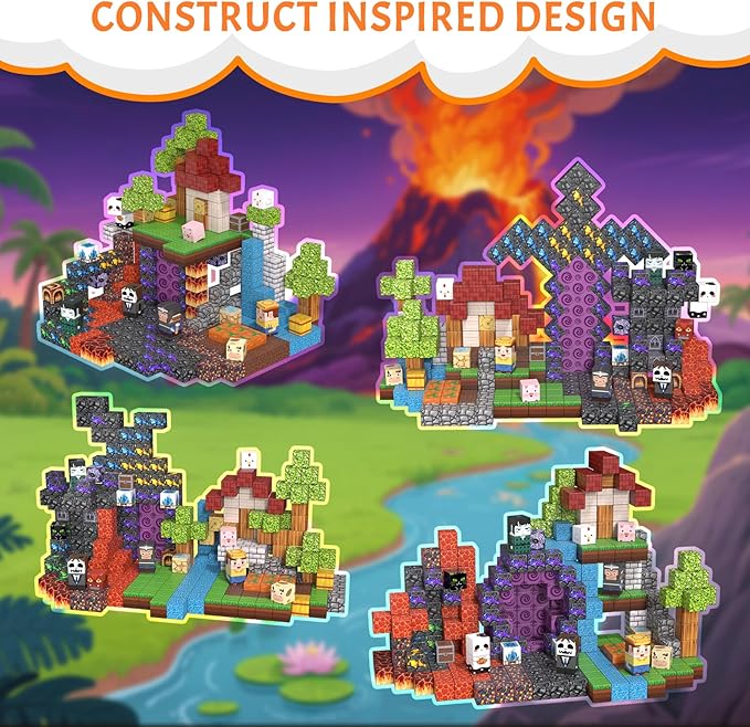 Vdealen 300 PCS Magnetic Blocks-Magnetic Building Blocks, Stacking Magnetic Cubes Toy for Kids, STEM Montessori Sensory Toys for Boys and Girls Age 3 4 5 6 7 8 9 10 11 12 Christmas Birthday Gift