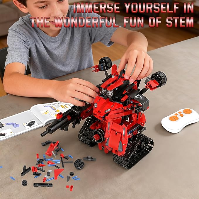 STEM Building Kits for Kids 6-14, 5in1 App & Remote Control STEM F1/Car/Robot Building Toys, Formula 1 Model Car Kits, 785 Pcs Robot Building Sets for Kids, Erector Sets Gifts for Boys Girls