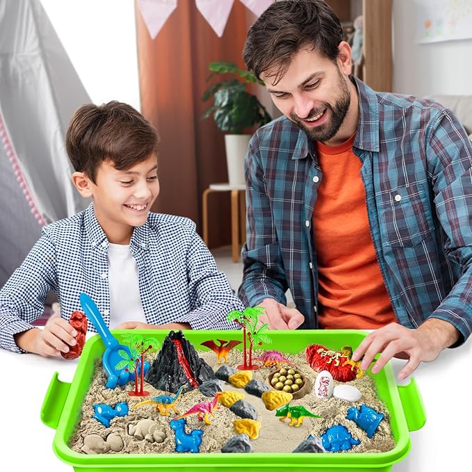 ESSENSON Sensory Bin, Construction Kit with Sensory Sand, Play Sand Pretend Play Beach Toy, Sandbox for Girls and Boys