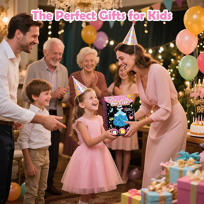 FUNNYB&G Foil Art Craft for Kids - Christmas Crafts Gift Party Favors Stocking Stuffers for Kids Fun Art Supplies Creative Birthday Gift Travel Toys for Girls Boys 4 5 6 7 8 9 Years Old (Dress Up)