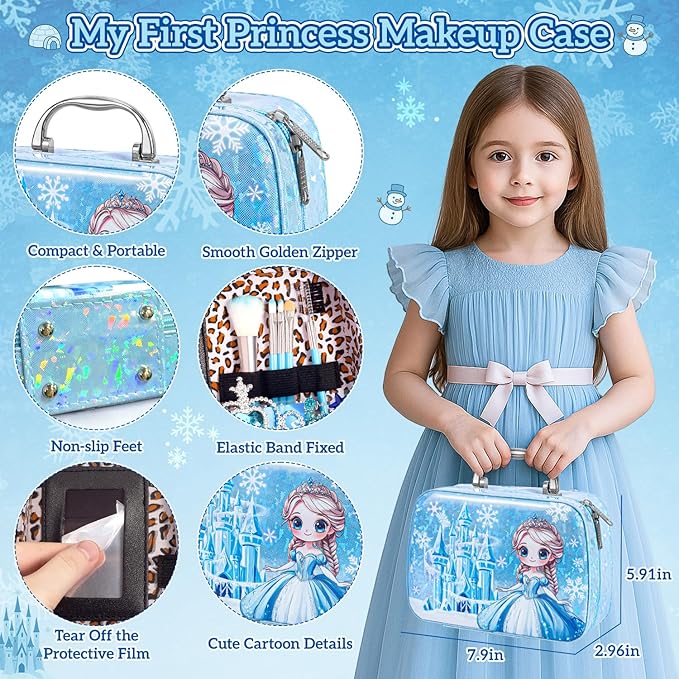Frozen Pretend Makeup for Toddlers Toys 3-5, Fake Play Make Up Pretend Play Princess Frozen Toys for Girls, Christmas Birthday Princess Gifts Toys for 3 4 5 6 7 8 Year Old Girls Kids