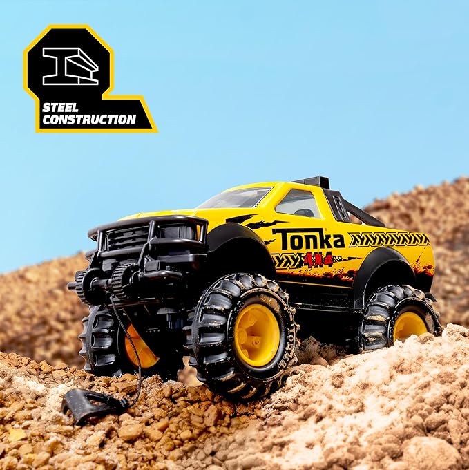 Tonka Steel Classics 4x4 Pickup Truck - Made with Steel & Sturdy Plastic, Yellow Toy Construction Truck, Boys and Girls, Kids, Toddlers, Ages 3+