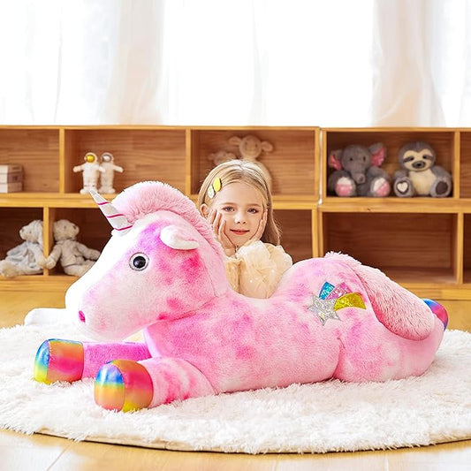 EARTHSOUND Giant Unicorn Stuffed Animal Plush Toy,43" Large Jumbo Cute Soft Toys,Big Size Huge Fluffy Plushy Oversized Fat Plushie,Gifts for Kid