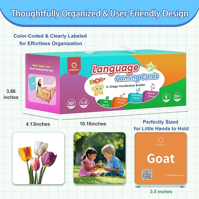 301 Noun Flash Cards for Toddlers, 4-Level Vocabulary Builder Real Life Picture Card for Speech Therapy and Toddler Learning, ABA Therapy Materials, Autism Learning Materials, ESL Teaching