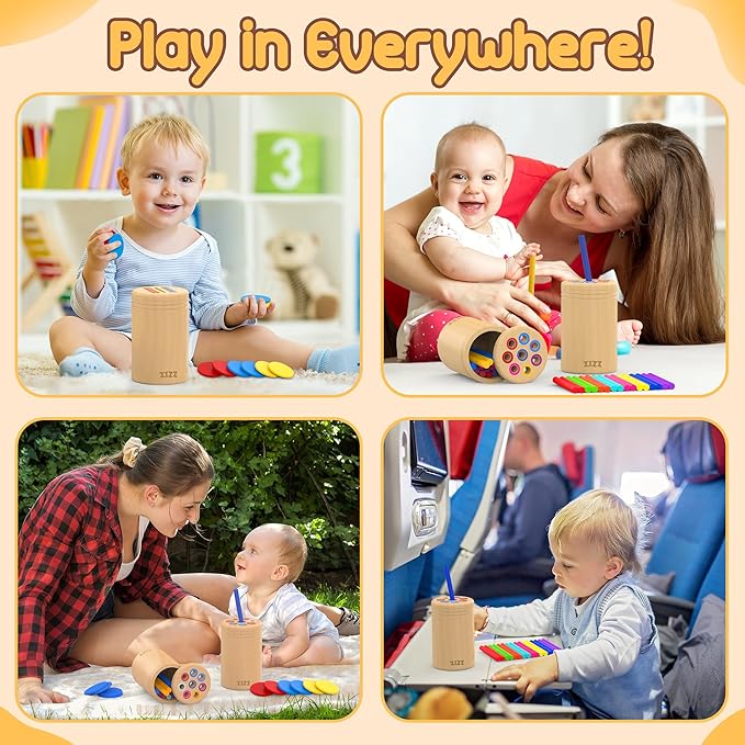 ZIZZ Montessori Toys for 1-3 Years Old - Color Sorting Toys for 1-3 Year Old Toddler Color&Shape Learning Game Educational Toy for Toddler Ages 2-4 Toddlers Christmas Birthday Gifts