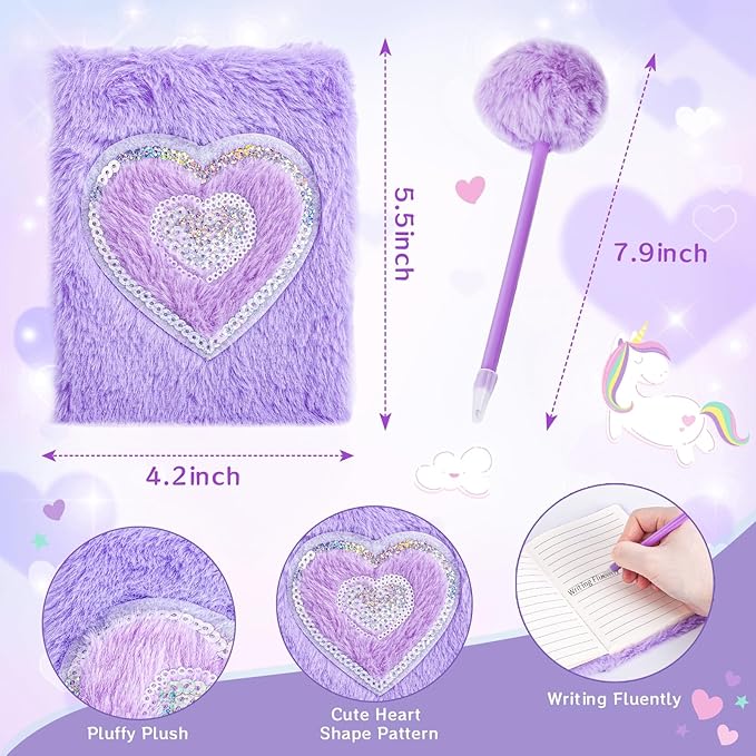 Little Girl Purse Accessories, My First Purse Set - Play Makeup Princess Plush Diary Unicorn Eye Mask Wallet Phone Pretend Credit Cards Kids Pretend Play Christmas Toy Gift for Girl Age 3+