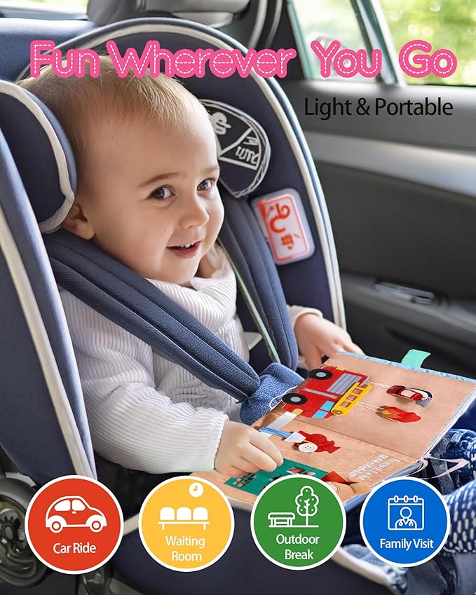 LeyaDoll Interactive Sensory Soft Cloth Book, Educational Crinkle Quiet Activity Busy Book for Babies,Toddler Travel Toy Gift for Boys and Girls (I Want to Be)