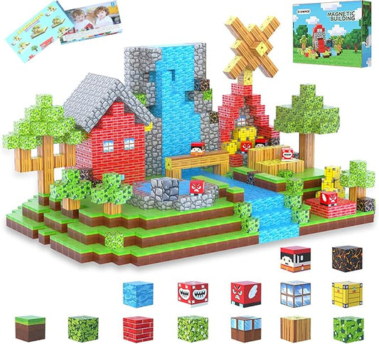 176 PCS Magnetic Blocks for Kids Ages 4-8, STEM Building Toys for 3+ Year Old Boys Girls, Magnetic Tiles Stacking Blocks Educational Preschool Toys Birthday Gifts