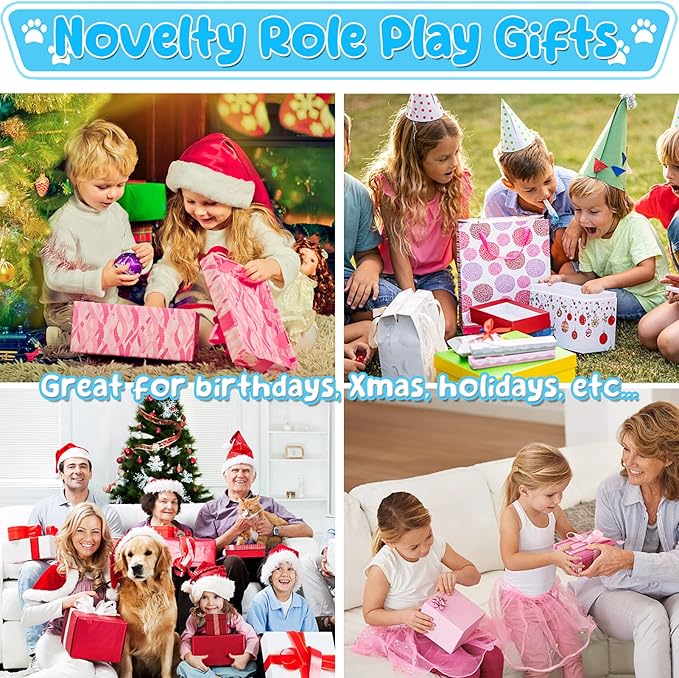 TEUVO Pet Care Playset, 16Pcs Kids Doctor Kit with Plush Dog & Backpack for Dog Grooming & Feeding, Pet Doctor Pretend Play Toys for 3 4 5 6 7 Years Old Girls Boys Birthday