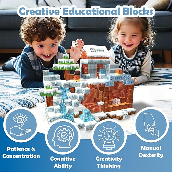 Magnetic Building Blocks Construction Set, Educational STEM Toy (Ice-Castle)