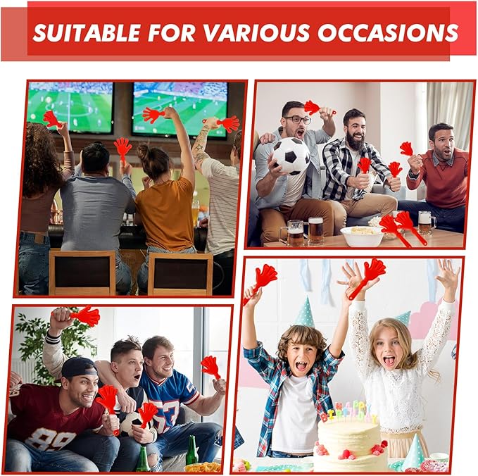 36 Pcs Hand Clappers Noisemakers 7.5 Inch Clappers Noisemakers Plastic Hand Clappers for Birthdays Game Football Sporting Events Cheers Supplies Dance Basketball Football Noisemakers（Red）