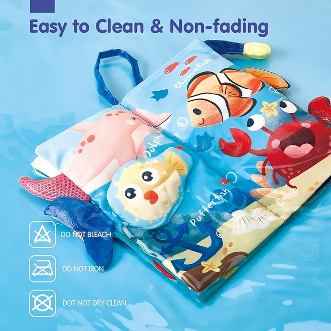 hahaland Baby Toys 0-6 Months - Crinkle Books for Babies 2-Pack, Soft Cloth Sensory Touch Feel Baby Book 6-12 Months, Infant Tummy Time Toys 3 Month Newborn Baby Boys Gifts Christmas Stocking Stuffers