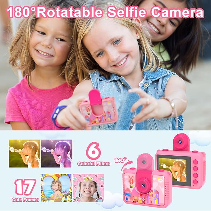 PROGRACE Kids Digital Waterproof Camera - 2025 Upgrade Underwater Camera Birthday Gifts for Girls Children Action Cameras with 32GB SD Card, Pool Toys for Kids Age 4 5 6 7 8 9 10 12