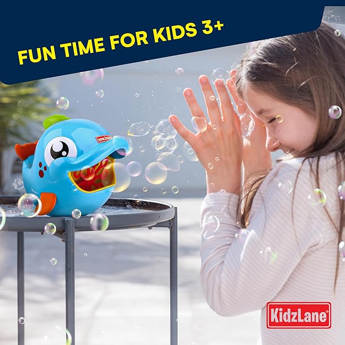 Kidzlane Bubble Maker Machine for Kids - Big Bubbles Speed Blower for Toddler's Outdoor Party Play - Makes 500 to 1000 per Minute (Bubble Dolphin)