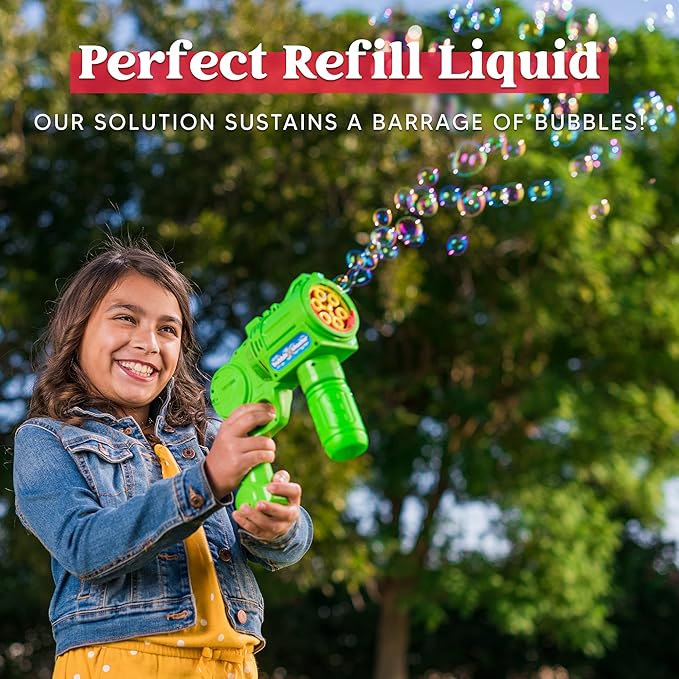 JOYIN 2 Bottles Bubbles Refill Solutions 64 oz (up to 5 Gallon), Concentrated Solution for Bubble Machine, Gun, Wand Refill Fluid Summer, Easter Toys(Orange+Blue)