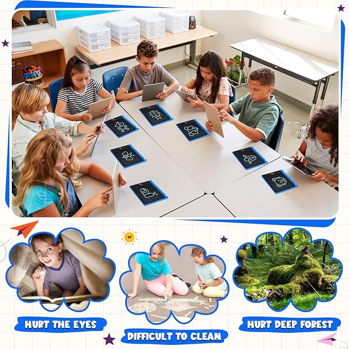 Nezyo 16 Pieces 4.5 Inch Mini LCD Writing Tablet for Kids Electronic Doodle Board Colorful Drawing Tablet Bulk Erasable Writing Pad Reusable Learning Gift for Girls Boys Party Favor(Blue)