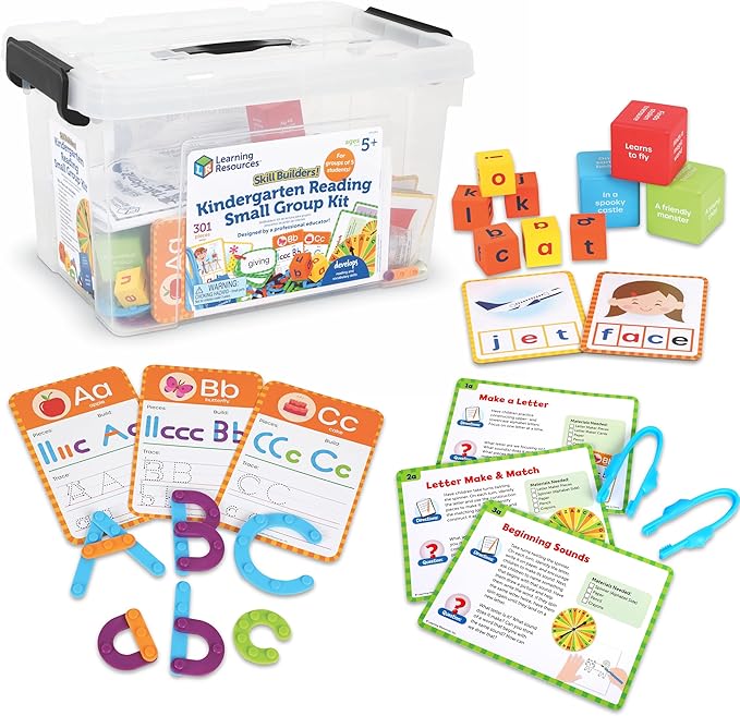 Learning Resources Skill Builders Kindergarten Reading Small Group Kit, Learn to Read Flash Cards, Phonics Preschool Activities, School Supplies, Classroom Must Haves, Montessori Toys