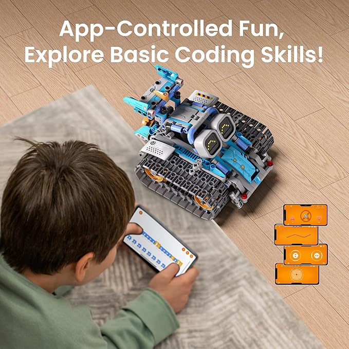 Sillbird Robot Building Kit with Remote Control Christmas STEM Gifts for Kids Age 8-12, Coding Robotics Technic Toy Set for Boys' Birthday, Buildable 5-in-1 Models with 435 Pieces
