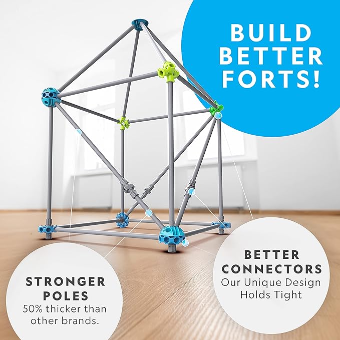 NATIONAL GEOGRAPHIC Kids Fort Building Kit - 70-Piece Indoor Fort Builder - Creative Play, STEM Building Toy, Building Kit for Kids 6-10, Blanket Fort Kit