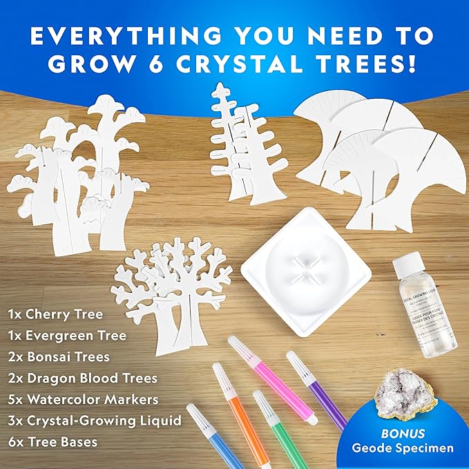 National Geographic Craft Kits for Kids - Crystal Growing Kit, Grow 6 Crystal Trees in Just 6 Hours, Educational Craft Kit with Art Supplies, Geode Specimen, STEM Arts & Crafts Kit (Amazon Exclusive)