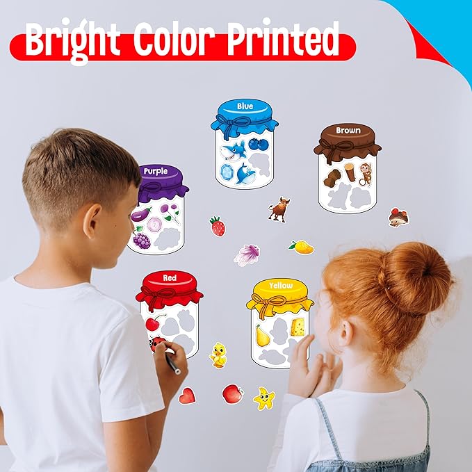 12 Pieces Magnetic Color Sorting Toys, 60 Color Magnets Educational Refrigerator Whiteboard for Baby Toddlers Kids Magnets
