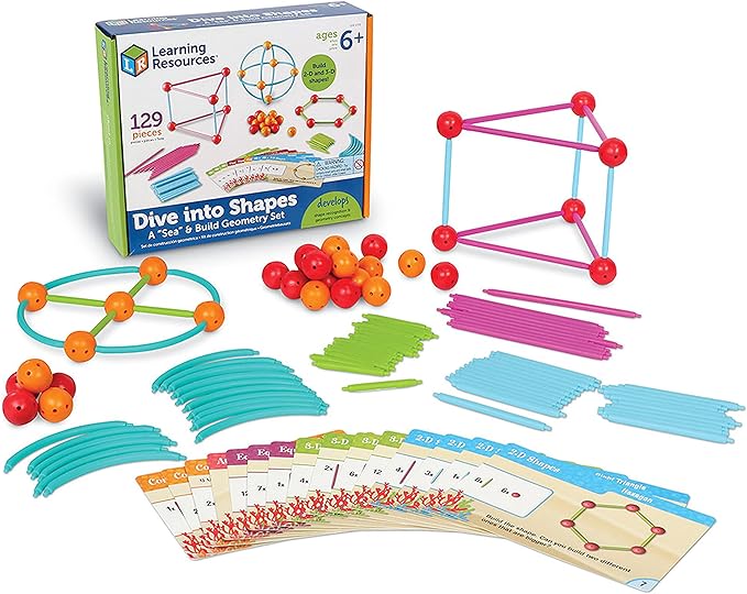 Learning Resources Dive into Shapes! A Sea and Build Geometry Set - Math Manipulatives, 3d Classroom Must Haves, STEM Games, Fine Motor Skills, Science Experiments for Kids, Building Supplies