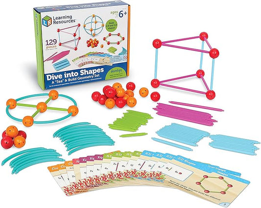 Learning Resources Dive into Shapes! A Sea and Build Geometry Set - Math Manipulatives, 3d Classroom Must Haves, STEM Games, Fine Motor Skills, Science Experiments for Kids, Building Supplies