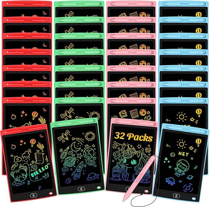 32 Pack LCD Writing Tablet for Kids - Erasable and Reusable Toddler Doodle Board in 8.5 inch, Ideal Drawing Pad for Learning Toy for Ages 3-8, Gift for Girls Boys