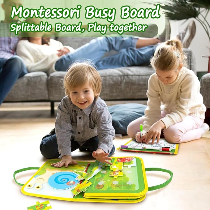 Toddler Busy Board, Farm Busy Book Montessori Toys for 1 2 3 4 Year Old, Sensory Board Preschool Learning Toy Activity Books Birthday Christmas Gifts for Girls Boys, Travel Toys for Airplane Car