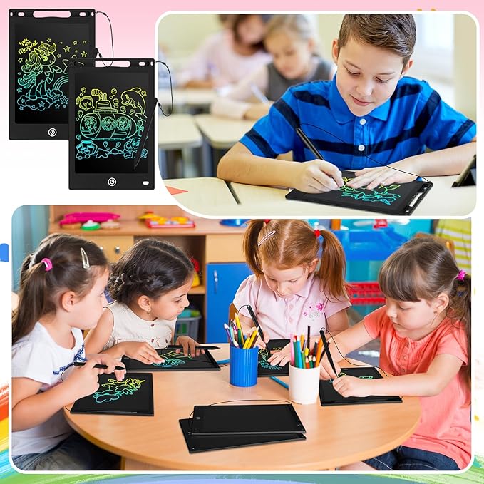 Epakh 16 PCS LCD Writing Tablet for Kids - 8.5 Inch Reusable Writing Board Drawing Doodle Pad Gift for Girl & Boy, Toddlers, Back to School, Birthday Party Favors(Black)