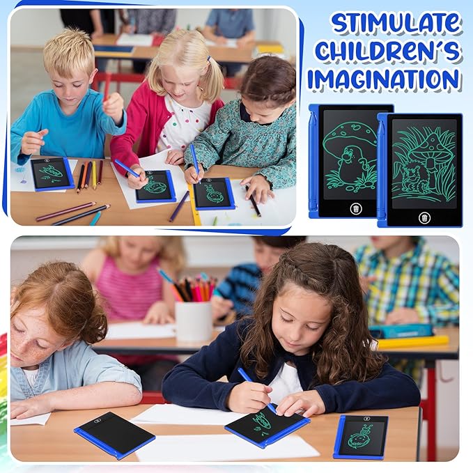 Zhehao 32 Pcs Mini LCD Writing Tablet 4.5 Inch Educational Toys Learning Writing Pad Erasable Drawing Pad Reusable Learning Toy Gift Preschool Art Board for Girls Boys Birthday Favor (Blue)