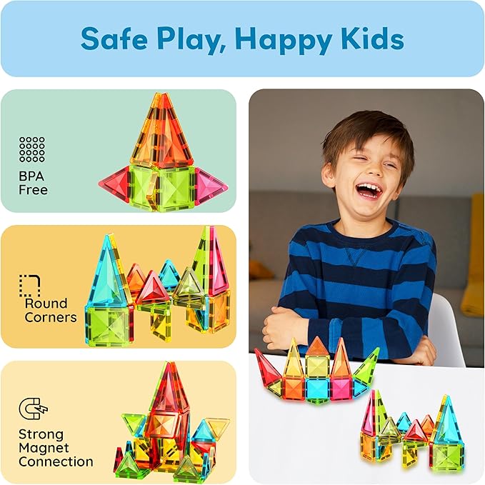 PicassoTiles Magnetic Tile 24pc Mini Diamond Magnetic Building Blocks Set Travel Size STEM Educational Construction Toy Portable Hands On Learning Creative Open Ended Play for Kids Ages 3 Plus PTM24