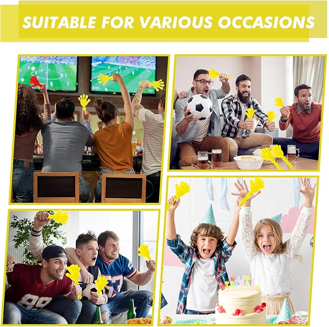 36 Pcs Hand Clappers Noisemakers 7.5 Inch Clappers Noisemakers Plastic Hand Clappers for Birthdays Game Football Sporting Events Cheers Supplies Dance Basketball Football Noisemakers（Yellow)