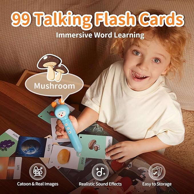 alilo Talking Pen Books Sets for Toddlers 3-6, Kids Learning Electronic Toys, Early Educational Gifts for Boys Girls, with 3 Interactive Audio Sound Books, 100 Talking Flash Cards, Alphabet