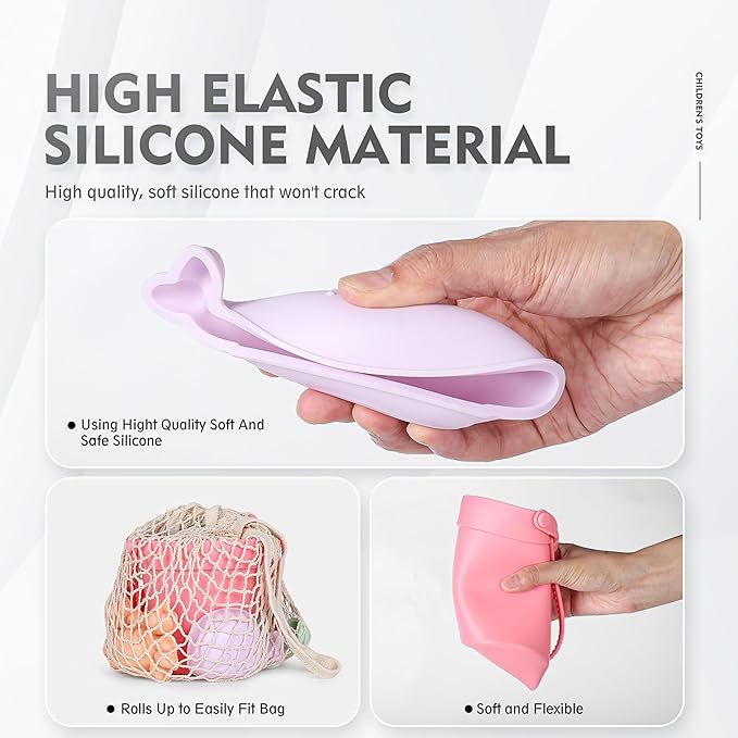 MarcZero 11Pcs Silicone Beach Toys,Modern Baby Beach Toys,Travel Friendly Beach Set,Eco Friendly Toy,Silicone Bucket, Shovel, 8 Sand Molds, Beach Bag,Silicone Sand Toys for Toddlers, Kids (Peach Pink)