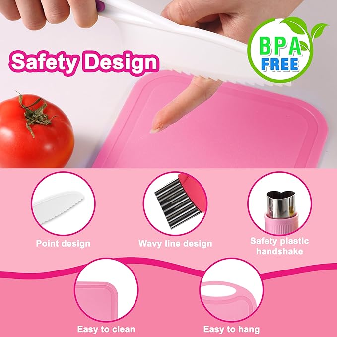 29 Pieces Kitchen Tools-Kids Cooking Sets Real-Toddler Knife Set for Real Cooking, Montessori Toys for 3+,Toddler Utensils with Safe Knives Crinkle Cutter Cutting Board
