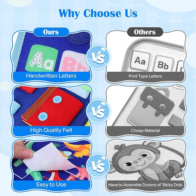 Busy Board, Montessori Toys for 1 2 3 4 Year Old Boy Birthday Gifts, Educational Sensory Toy for Learning Activities Fine Motor Skills, Road Trip Airplane Travel Toys for Toddlers Kids Age 1-3 2-4