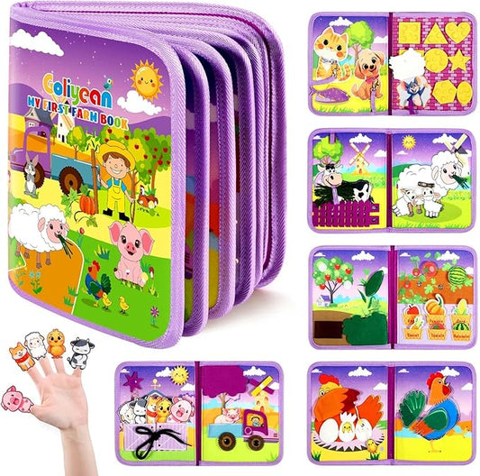 GOLIYEAN Montessori Busy Book for Toddlers 1-3, Busy Board Montessori Toys for 1 Year Old Girl Birthday Gift, Educational Learning Sensory Quiet Activity Books, Travel Toys for Airplane Car