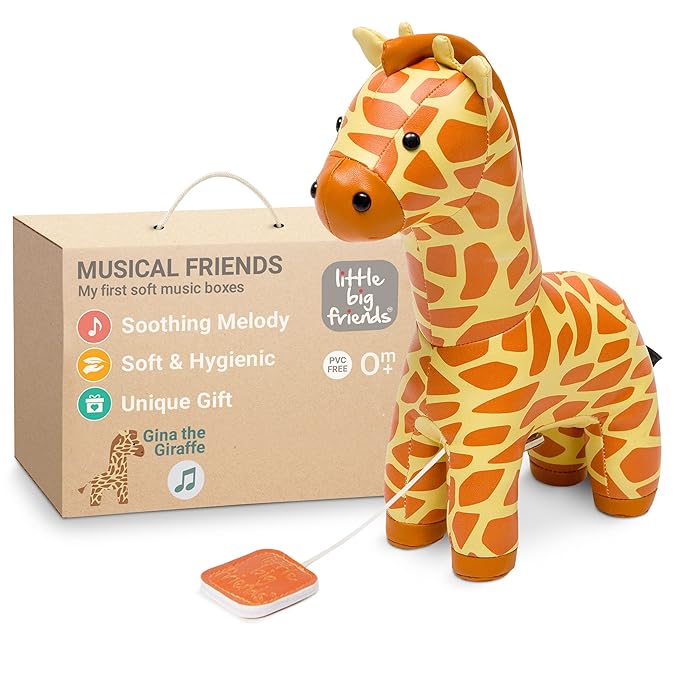 Little Big Friends Musical Baby Toy – Soft Plush Pull-String Cord Classical Toy for Baby & Toddlers | Soothing Stuffed Cuddly Animal Gift | Gina The Giraffe