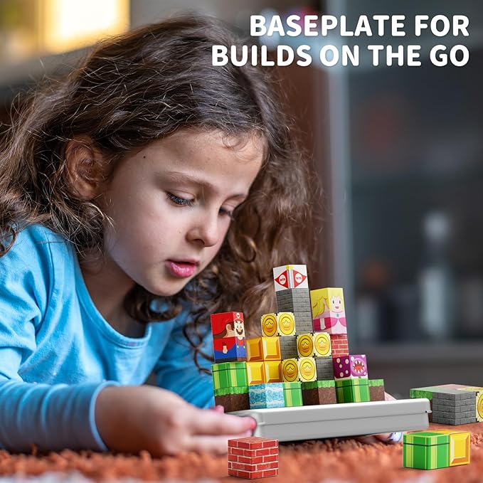 Mini Magnetic Blocks, Travel Magnet Building Blocks for Toddlers, 35 PCS Magnetic Building Toys with Portable Iron Box STEM Educational Magnet Toys for Kids Ages 3 4 5 6 7 8 Year Old Boys Girls