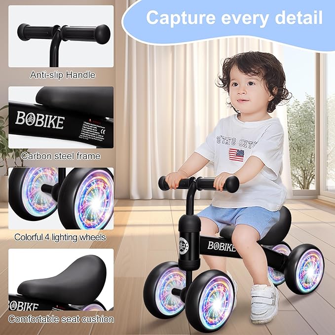 Baby Balance Bike Toys for 12-36 Months Kids Toy Boy and Girls Gifts Toddler Best First Birthday Gift Children Walker No Pedal Infant 4 Wheels Bicycle
