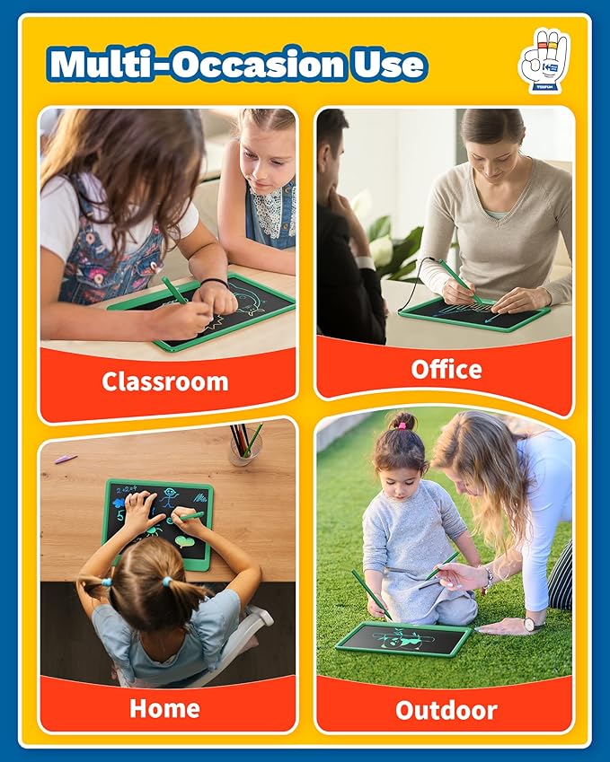 TEKFUN LCD Writing Tablet Doodle Board, 16inch Colorful Drawing Tablet Writing Pad, Kids Travel Essentials, Kid Toys for 3 4 5 6 7 8 (Green)